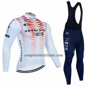 Completo Maglia ML + Pantaloncino con bretelle ML 2022 INEOS Grenadiers Bianco Rosso